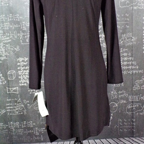 MSK Faux Leather Panel Asymmertrical Sheath Dress - Picture 6 of 7